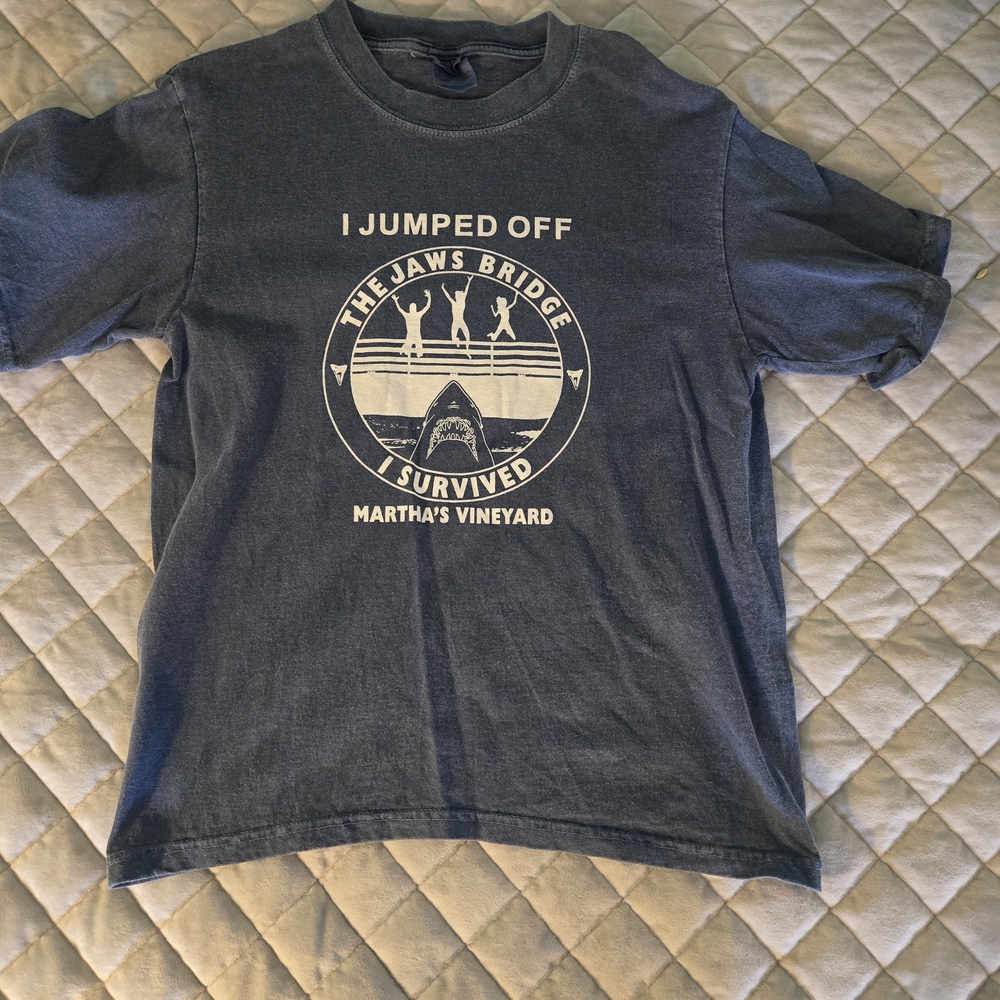 Kids Navy 'I Jumped Off The Jaws Bridge' Graphic Tee - Martha's Vineyard